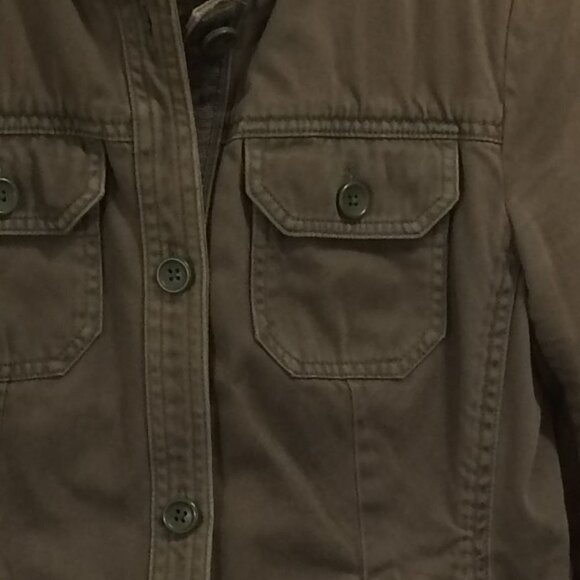 Express Jacket 100% Cotton Canvas Button Front 4 Pockets Brown Size Small - Picture 2 of 4